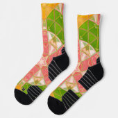 Mosaic Mandala Orange Green und Pink Socken (Links)