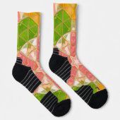 Mosaic Mandala Orange Green und Pink Socken (Rechts)