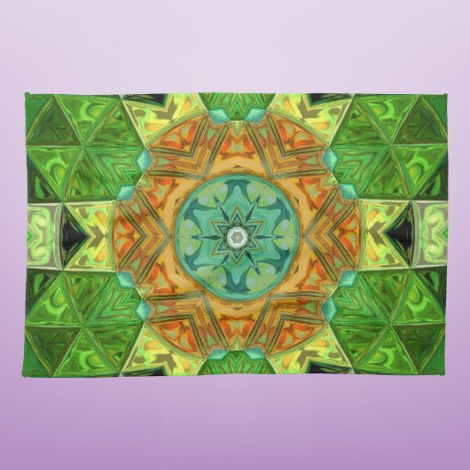 Mosaic Mandala Orange und Green Geschirrtuch