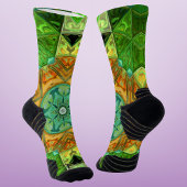 Mosaic Mandala Orange und Green Socken