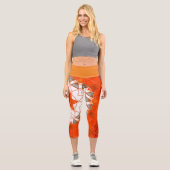Mosaic Mandala Orange und White Capri Leggings (Vorderseite)