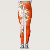 Mosaic Mandala Orange und White Leggings (Vorderseite)