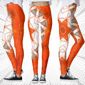 Mosaic Mandala Orange und White Leggings