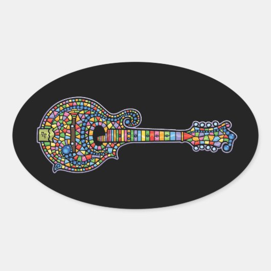 Mosaic Mandolin Ovaler Aufkleber (Vorderseite)
