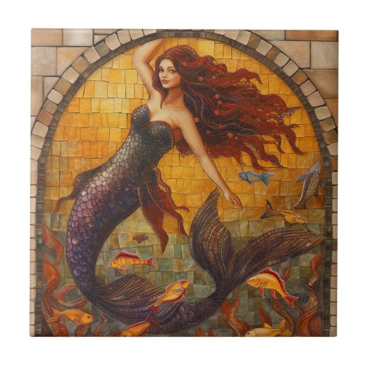 Mosaic Mermaid Fliese (Vorderseite)
