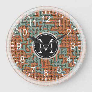 Mosaic Modern Monogram #14 Große Wanduhr