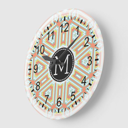 Mosaic Modern Monogram #17 Große Wanduhr (Winkel)