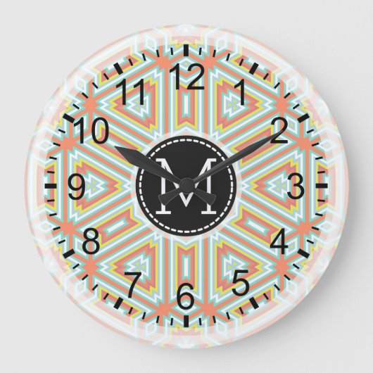 Mosaic Modern Monogram #17 Große Wanduhr (Vorderseite)