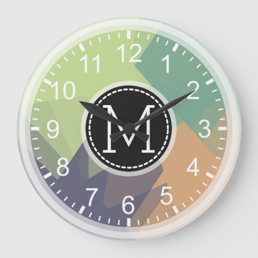 Mosaic Modern Monogram Große Wanduhr (Vorderseite)