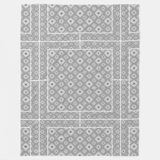 Mosaic Muster 02.BW LGrey BG Fleecedecke (Vorderseite)