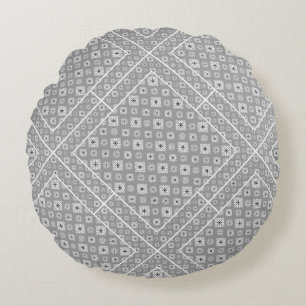 Mosaic Muster 02.BW LGrey BG Rundes Kissen