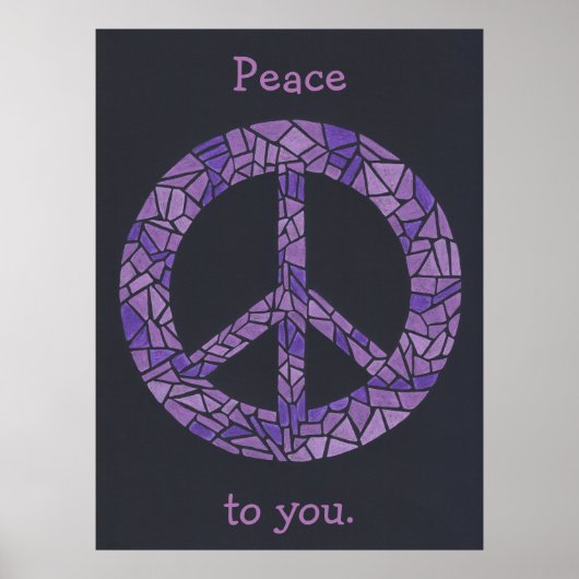 Mosaic Ombre Peace Sign Lavender Lila Poster (Vorne)