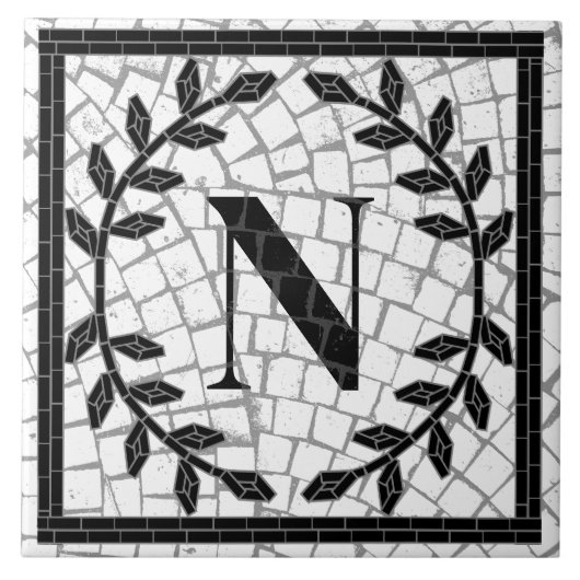 Mosaic Print Monogram Fliese (Vorderseite)