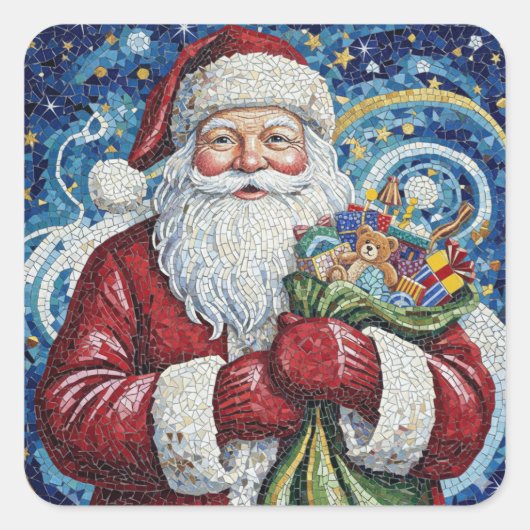 Mosaic Santa Claus Sticker Artistic (Vorderseite)