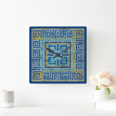 Mosaic Tile Greek Meander Key Quadratische Wanduhr (Zuhause)