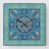 Mosaic Tile Ornament Quadratische Wanduhr (Vorderseite)
