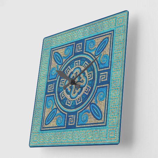 Mosaic Tile Ornament Quadratische Wanduhr (Winkel)