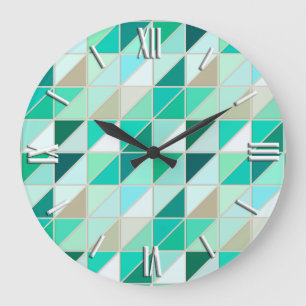 Mosaic Tiles - shades of seafoam green Große Wanduhr