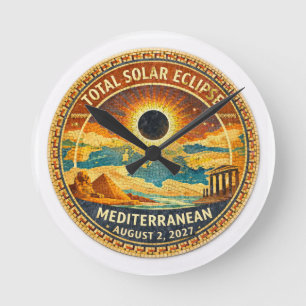 Mosaic Totale Sonnenfinsternis 2027 Aufkleber Runde Wanduhr