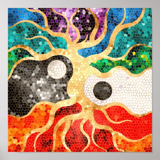 Mosaic Tree of life - Yin Yang Poster (Vorne)