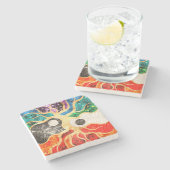 Mosaic Tree of life - Yin Yang Steinuntersetzer (Seitenansicht)