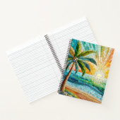 Mosaic Tropical Beach Sunset Palm Tree Softcover Notizblock (Innenseite)