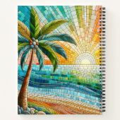 Mosaic Tropical Beach Sunset Palm Tree Softcover Notizblock (Rückseite)