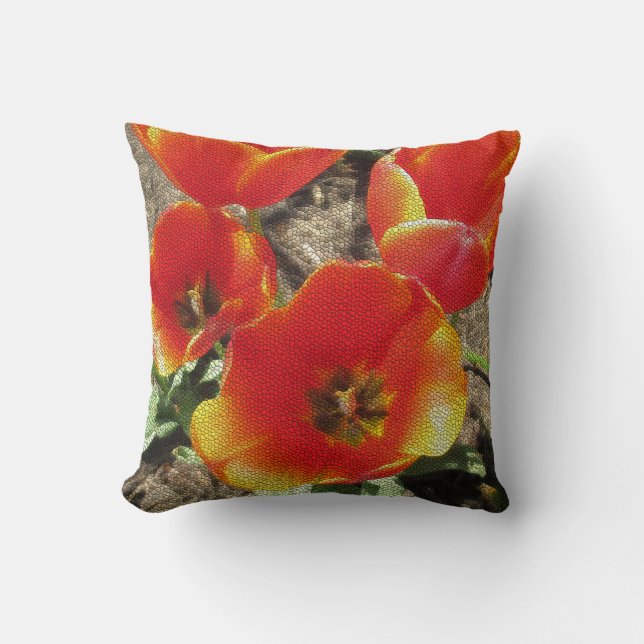Mosaic Tulip Throw Kissen (Vorderseite)