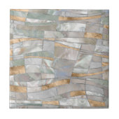 Mosaic Waves Art - Pearl and Pastel Gold Fliese (Vorderseite)