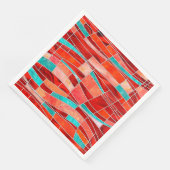 Mosaic Waves Art - Rosso Corsa und Green Sheen Serviette (Ecke)