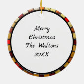 Mosaic Wolf and Owl  Art Personalized Christmas Keramik Ornament (Hinten)