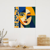 Mosaic Woman Portrait Art Geometric Boho Poster (Küche)