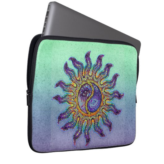 Mosaic Yin Yang Sun Laptopschutzhülle (Vorne Rechts)