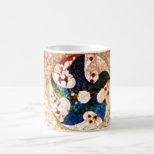 Mosaico abstracto piedras azulejo Gaudí Taza Kaffeetasse (Mittel)