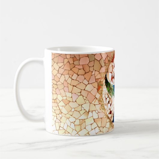 Mosaico abstracto piedras azulejo Gaudí Taza Kaffeetasse (Links)