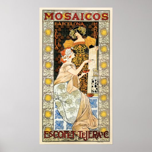 MOSAICOS Tiles Mosaik Barcelona Spanien Jugendstil Poster (Vorne)