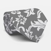 Mosaik % 00 2 0ً Weiß Graue Blätter, Blumenmuster Krawatte (Gerollt)
