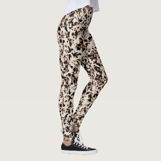 Mosaik Abstrakt Animal Print Brown Black Tan Leggings (Rechts)