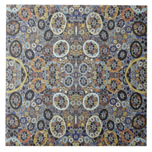 Mosaik Abstrakt Blue Gold Weißes Fraktal Kunst Fliese