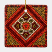 Mosaik Abstrakt florale Kunst Rot und Braun Keramikornament (Rückseite)