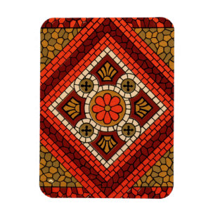 Mosaik Abstrakt florale Kunst Rot und Braun Magnet