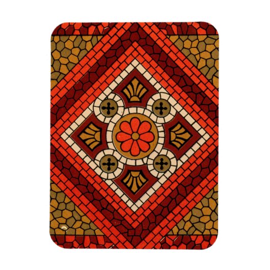 Mosaik Abstrakt florale Kunst Rot und Braun Magnet (Vertikal)