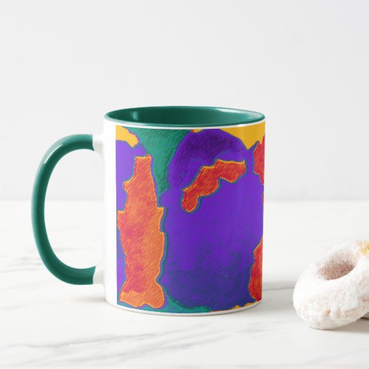 Mosaik Abstrakte Farbenspiel Tasse von Beth Staffo (Mit Donut)