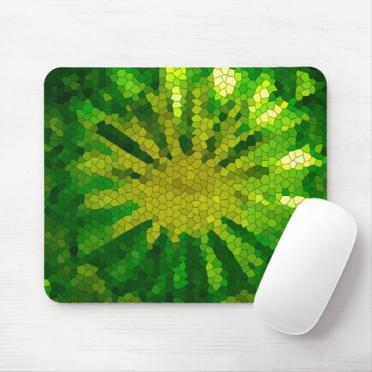 Mosaik-Abstrakte Tile in Grüntönen und Gelb - Mousepad (Mit Mouse)