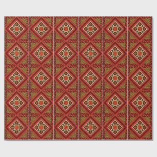 Mosaik-Abstraktes Blumenkunstwerk rot und braun Geschenkpapier
