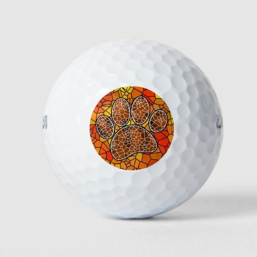 Mosaik Art Dog Paw Print Golfball (Vorderseite)