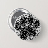 Mosaik Art Dog Paw Print in Schwarz-Weiß Button (Vorne & Hinten)