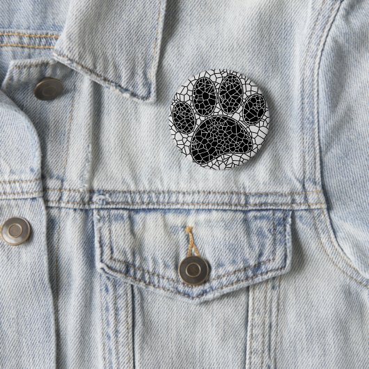 Mosaik Art Dog Paw Print in Schwarz-Weiß Button (Beispiel)