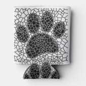 Mosaik Art Dog Paw Print in Schwarz-Weiß Dosenkühler (Vorderseite)