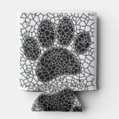 Mosaik Art Dog Paw Print in Schwarz-Weiß Dosenkühler (Rückseite)